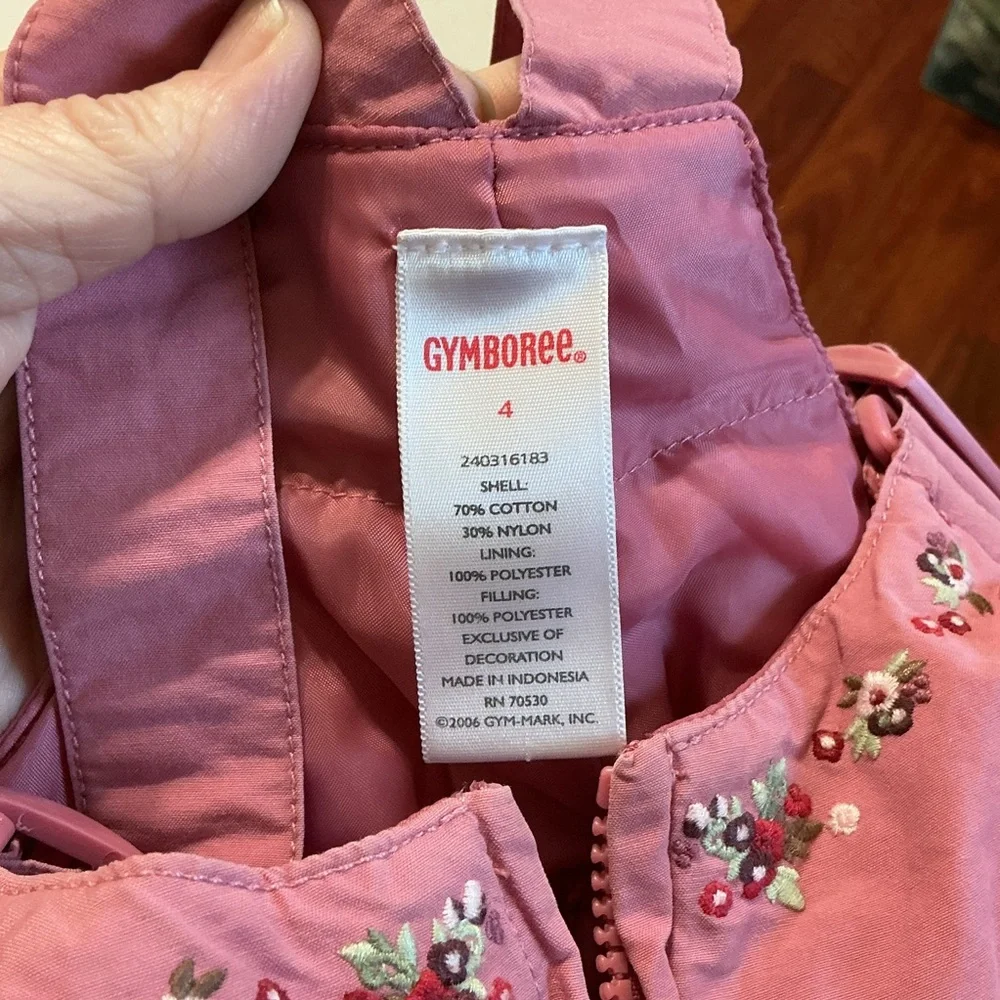 GYMBOREE Girls Dusty Rose Pink Embroidered Snow Bibs Pants Youth 4 4T